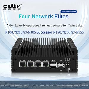 CWWK 소프트 라우터 N150/N100/i3-N305/N355 엘리트 에디션 라우터 2.5G 듀얼 M.2 듀얼 SATA 듀얼 HDMI/타입C 쿼드 디스플레이 트리플 스크린