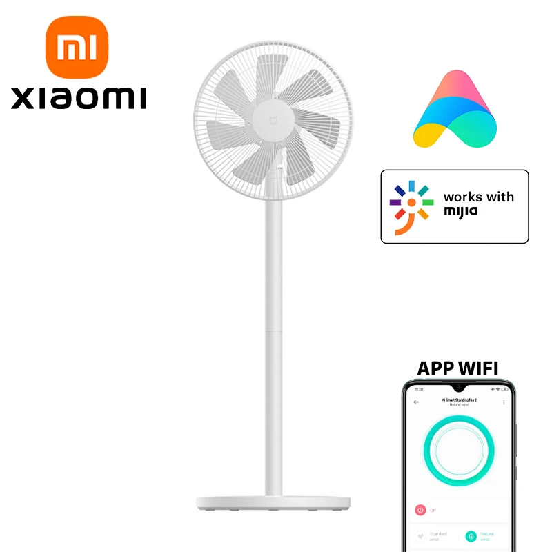 XIAOMI MIJIA 플로어 팬, 7 블레이드, 조정 가능한 광각 90 ° , 거실용 홈 팬, MI HOME APP 유선 팬 연결 지원