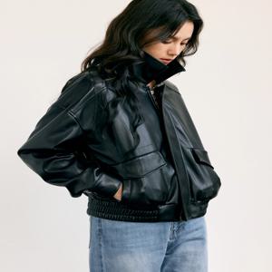 헤이드레스 블랙 PU 가죽 재킷 여성용 가을 프로틴 루즈 모터사이클 재킷 플립 칼라 긴팔 출퇴근 스타일 코트