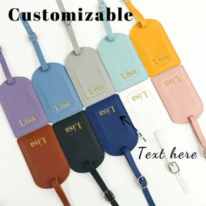 맞춤형 글자 부드러운 PU 가죽 클래식 초박형 여행 항공 수하물 태그 시그니처 수하물 라벨