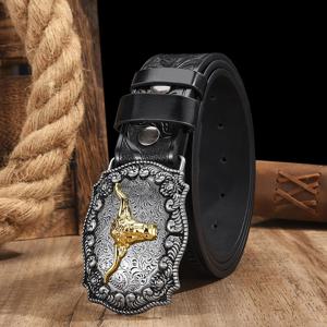 패션 레트로 남자 황소 머리 인쇄 벨트 아버지의 생일 선물을 주는 고품질 남자 비즈니스 캐주얼 PU 벨트