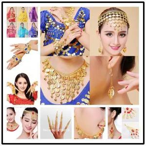 인도 밸리 댄스 모조 루비 코 링 목걸이 Avalokitesvara 이집트 댄스 후프 귀걸이 금화 팔찌 바디 쥬얼리