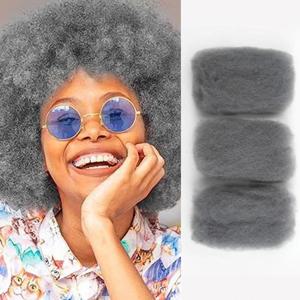매끄러운 브라질 그레이 컬러 레미 헤어 아프로 킨키 벌크 레미 벌크 헤어 첨부 파일 없음 Dreadlock Hair Braiding 용 인간의 머리카락