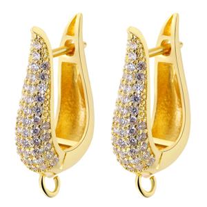 Juya 18K 리얼 골드 도금 항 알레르기 기본 패스너 후크 귀 와이어 귀걸이 고정 장치 DIY 여성용 귀걸이 만들기 액세서리