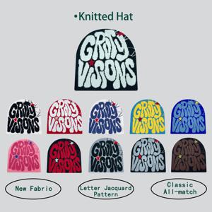 1PCS 유럽과 미국의 인기있는 아크릴 소재 GR 편지 자카드 야외 패션 니트 모자 남성과 여성을위한 비니 모자