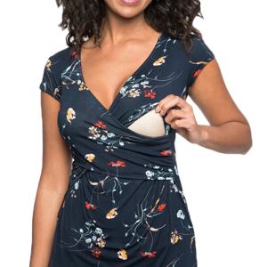 여성 임산부 의류, 모유 수유 의류, 반팔, 임신 의류, 플리츠 사이드 오픈, 임신 티셔츠 탑