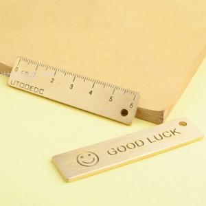 미니 휴대용 금색 황동 눈금자 걸이식 빈티지 금속 측정 도구, 소형 문구 액세서리, 6cm 체중계 스트레이트 선물