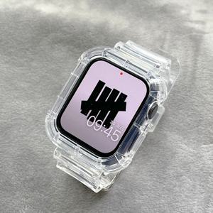 Apple Watch 밴드 44mm 40mm 45mm 46mm 42mm 38mm 41mm 투명 실리콘 팔찌 iWatch 시리즈 10 9 8 7 6 3 se 케이스 + 스트랩
