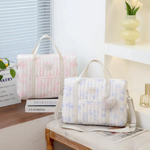 대용량 엄마 가방 여성을위한 여행 토트 백 아기 기저귀 가방 꽃 프린트 다기능 크로스 바디 백