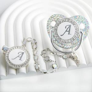 다채로운 보석 BPA 무료 럭셔리 실버 더미 노리개 Chupeta와 초기 편지 Siliver 아기 젖꼭지