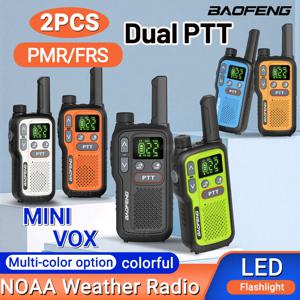 2PCS Baofeng BF-T18 미니 워키 토키 PMR 446 FRS 듀얼 PTT 손전등 휴대용 Type-C 충전기 VOX NOAA 서비스 사냥