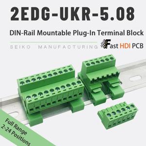 완전 DIN 레일 단자 세트 2-24P / 단자대 5.08mm / 구리 합금 10A 300V / UL94 V0 PA66 / 하우징 포함 스크류 클램프