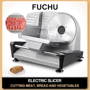 빵, 치즈, 고기용 상업용 식품 슬라이서 - 탈착식 스테인리스 스틸 칼날, 두께 조절 가능(1-15mm), 냉동육 절단기