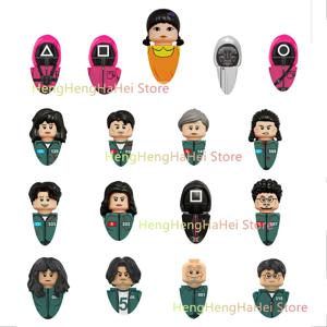17pcs 새로운 오징어 Game3 애니메이션 만화 TV 벽돌 장난감 인형 빌딩 블록 조립 장난감 모델 어린이 크리스마스 선물