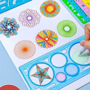 기하학 스피로그래프 드로잉 스텐실 세트 동물 그림 템플릿 눈금자 미술 공예 교육 어린이 선물 학교 용품
