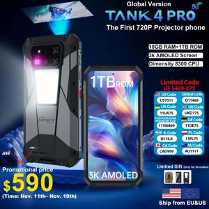 【월드 프리미어】Unihertz by 8849 Tank 4 pro 스마트폰 5G, 720P 프로젝터 Dimensity 8300 36GB+1TB 휴대폰 3k AMOLED 탑재