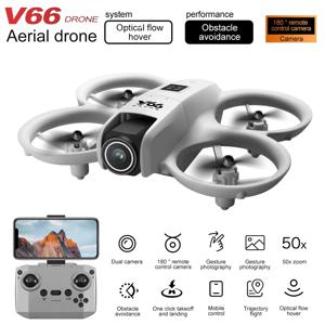 V66 미니 드론 4K 전문 듀얼 카메라 헤드리스 모드 장애물 회피 WiFi FPV Dron 360 °   어린이를 위한 플립 RC 쿼드콥터 장난감