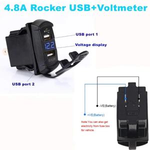 듀얼 USB 포트가 있는 5V/4.8A 입력 차량용 충전기, 로커 스위치 제어 고속 충전 어댑터, 모든 차량에 적합한 광범위한 전압 12V-24V