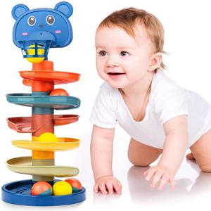 유아용 볼 타워 볼 드롭 및 롤 타워 아기 어린이를위한 교육 개발 장난감 슬라이드 트랙 몬테소리 장난감