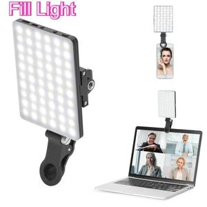 LED 셀카 라이트 60 고출력 충전식 클립 필 비디오 라이트, 전면 및 후면 클립, 3 가지 조명 모드 조정