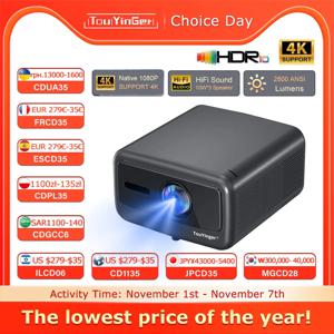 Touyinger Q12W 프로 풀 HD 1080P 프로젝터, 가정 교육 회의 비디오용 시네마 빔 프로젝터, 4K 2800 ANSI, 안드로이드 12