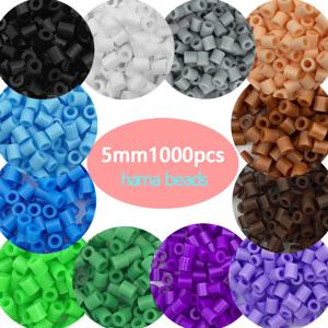 5mm 1000PCS 블랙 화이트 그레이 블루 그린 퍼플 하마 비즈 어린이를위한 철 퓨즈 비즈 diy 퍼즐 픽셀 아트 선물 어린이 장난감