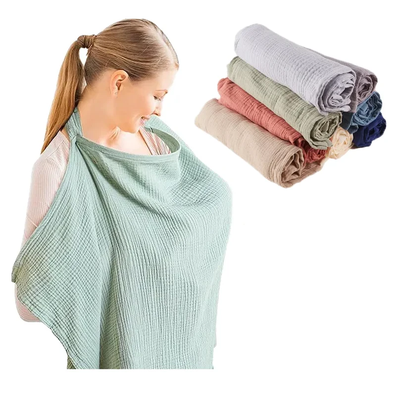 아기 모유 수유를위한 통기성 모유 수유 커버 코튼 모슬린 간호 커버 앞치마 야외 개인 정보 보호 어머니 간호 천