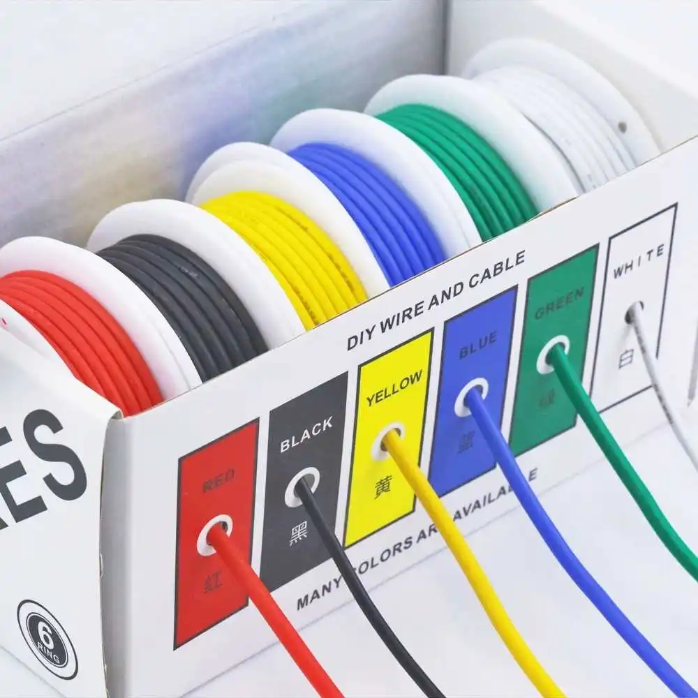 16/18/20/22/24/26/28 AWG 전선, 6 색 연선 주석 도금 구리 전기 DIY/자동차 용 유연한 실리콘 연결 와이어 키트