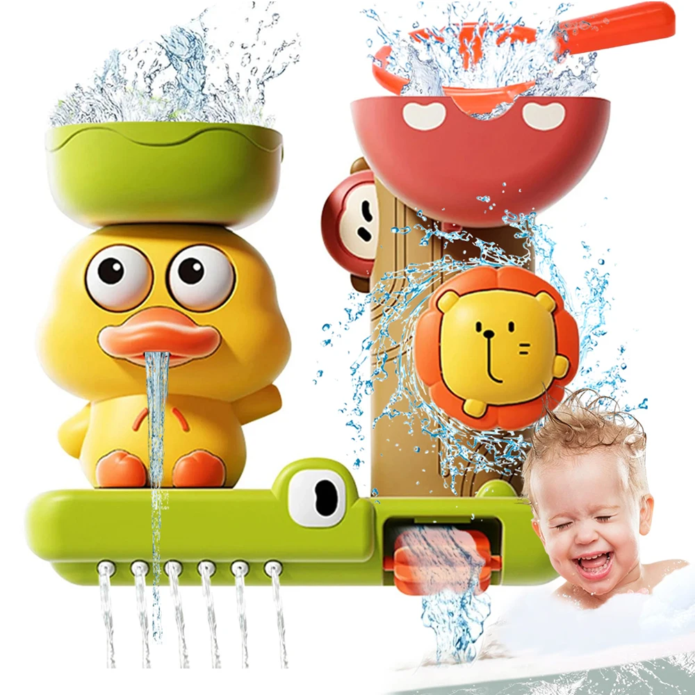 새로운 아기 목욕 장난감 놀이 물 오리 사자 Waterwheel, 흡입 컵과 샤워 욕조에서 어린이 재미, 생일 크리스마스 선물