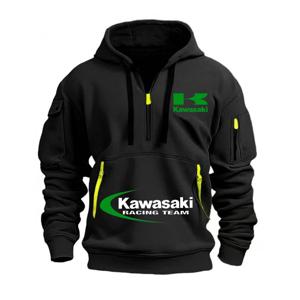 Kawasaki Logo 2025 신사용 하프 지퍼 야외 익스트림 스포츠 매니아 까마귀 봄, 가을 캐주얼 스포츠 까마귀