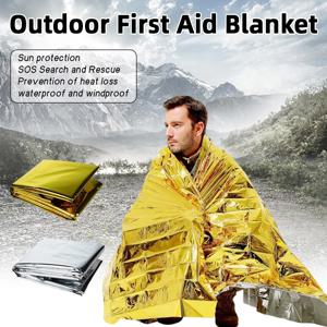 비상용 따뜻한 알루미늄 호일 공간 담요 방풍 및 모든 날씨 보호 생존 캠핑 하이킹 마라톤 필수품