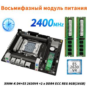 X99 8단계 LGA2011-3 세트 키트 Xeon E5 2630 V4 16G=2*8G DDR4 RAM REG ECC 메모리 NAME/NGFF SATA M.2 WIFI M.2 게이밍 컴퓨터용