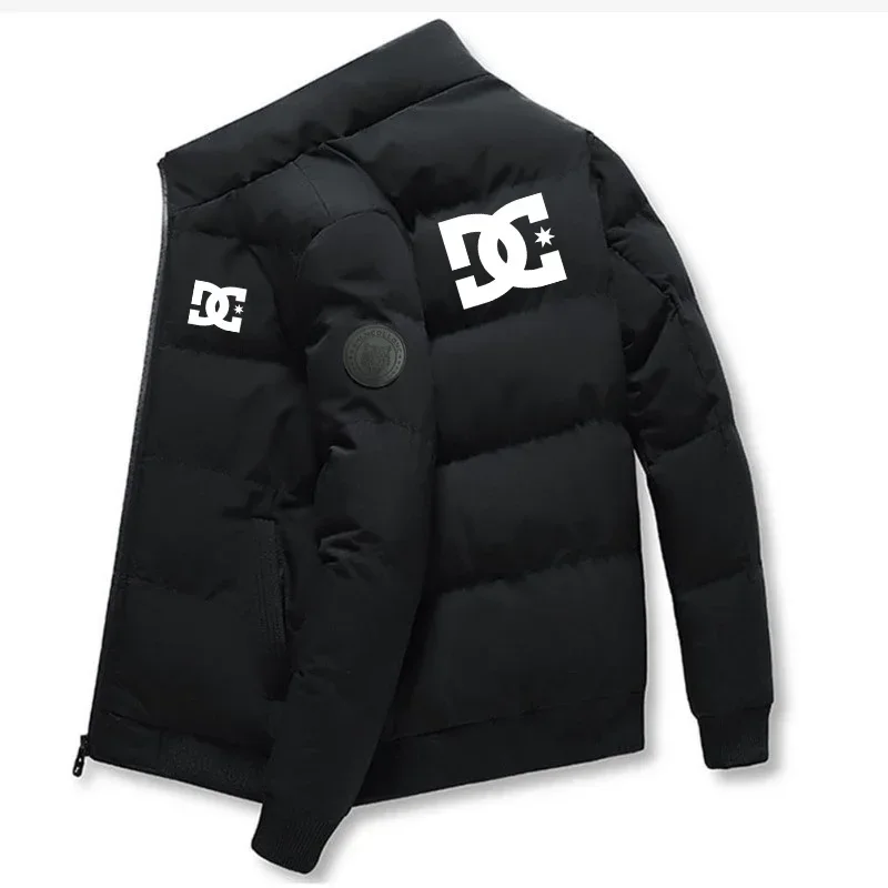 2025년 가을/겨울 신상 남성용 짧은 지퍼 따뜻한 솜 패딩 재킷, 야외 방풍 레터 프린트 두꺼운 남성 캐주얼 재킷