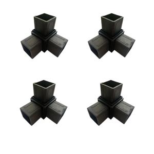 4/8PCS 40X40 사각 튜브 3 방향 커넥터 플라스틱 튜브 스테인레스 스틸 합금 사각형화물 연결 가드 레일 액세서리
