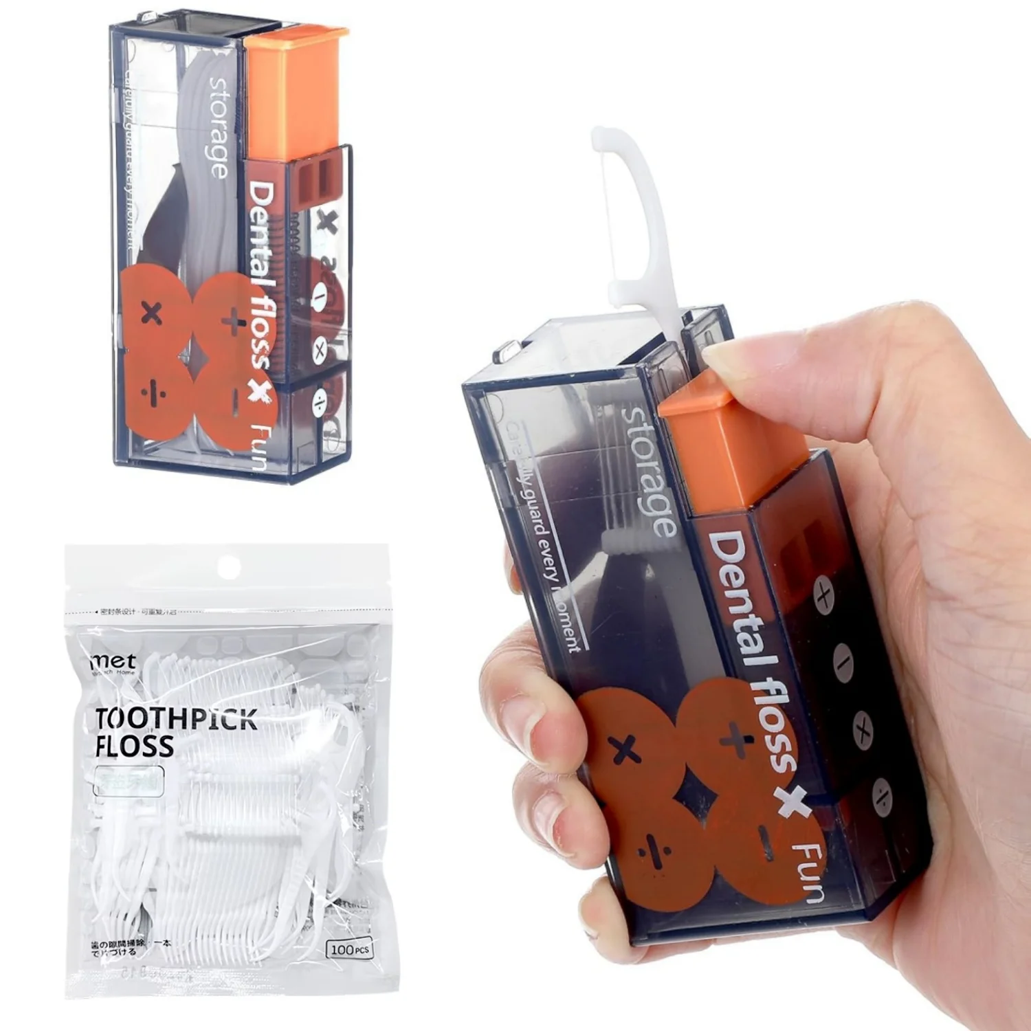 오토플로스 프로 원터치 치실 보관함 스마트 팝업 치실 홀더 (10개 리필 포함) 휴대용 구강 관리 키트