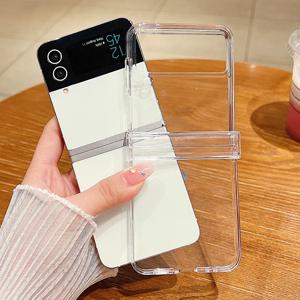삼성 갤럭시 Z 플립 6 5 4 3 5G 충격 방지 접이식 투명 하드 커버 삼성 Z Flip5 Flip4 Flip3 용 투명 전화 케이스