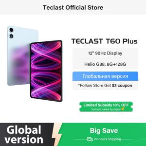 Teclast T60 Plus 태블릿 12인치 90Hz 2K 디스플레이 안드로이드 14 L1 MTK Helio G88 6GB/128GB 8000mAh 배터리 4G LTE 글로벌 버전 Tab2025