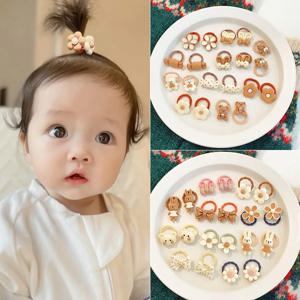 여자를위한 20PCS 헤어 액세서리 탄성 헤어 밴드 귀여운 꽃 스타일 헤어 링 어린이 생일 파티 머리 장식 모자를 쓰고 있죠