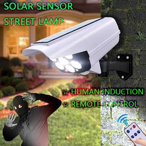 높은 시뮬레이션 카메라 태양 감시 조명, 3 가지 모드, 다중 각도 조명, 77 LED/COB 야외 모션 센서 벽 조명