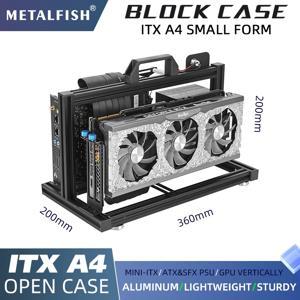 METALFISH ITX A4 알루미늄 오픈 프레임 케이스, 수직 GPU, 240mm 쿨러, Mini-ITX 호환, DIY 게이밍 PC