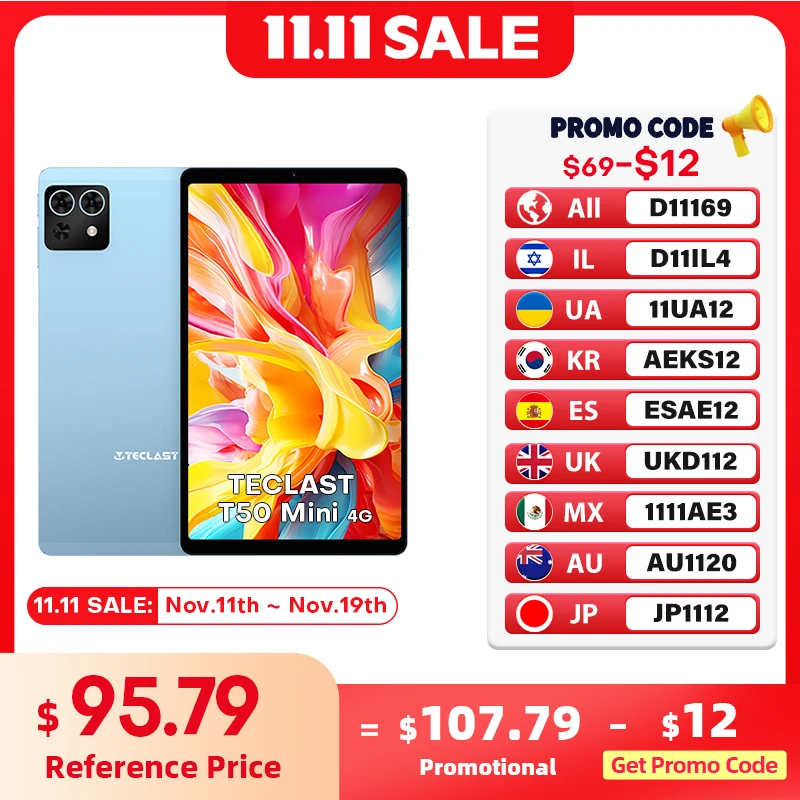 Teclast T50 미니 태블릿 8.7인치 120Hz 디스플레이 MTK Helio G99 20GB RAM(8+12 가상) 128GB ROM Android15 태블릿 지원 4G 듀얼 SIM