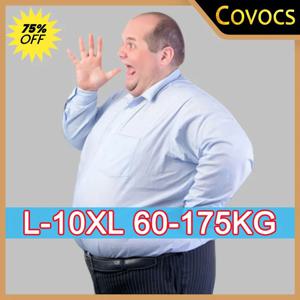 플러스 사이즈 12XL 10XL 남성 셔츠 긴 소매 슬림 탑 60-175kg 맞는 비즈니스 클래식 기본 흰색 공식 드레스 셔츠 남성 의류