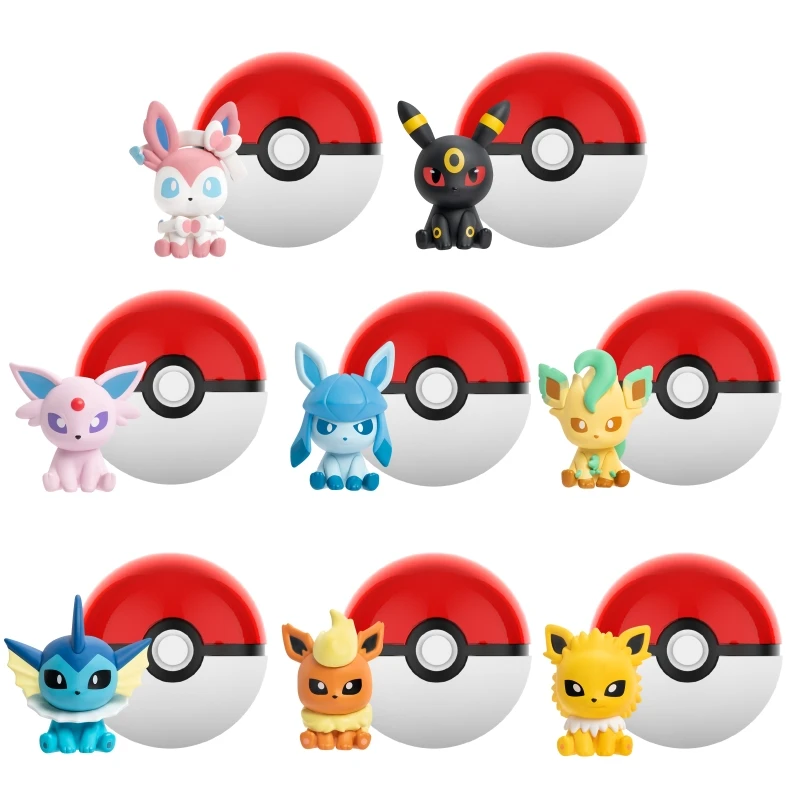 오리지널 포켓몬 Eeveelution 미니 액션 피규어 Eevee Sylveon Espeon 장난감 미니 모델 장식 장식품 귀여운 생일 선물