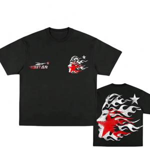 2025 티셔츠 남녀 공용 고딕 프린트 코튼 반팔 카라 힙합 스트릿웨어 고품질 편안한 캐주얼 상의