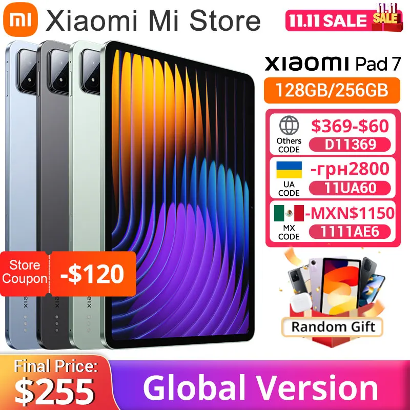 샤오미 패드 7 글로벌 버전 미 태블릿 스냅드래곤 7+ Gen 3 11.2인치 3.2K 144Hz 디스플레이 아드레노 GPU 45W 터보 충전 8850mAh