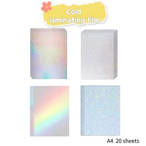 20장 홀로그램 콜드 라미네이팅 필름 A4 방수 별 무늬 셀프 접착 종이 필름 DIY 패키지 카드 사진 라미네이팅 필름