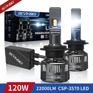 BEVINSEE V45 H7 LED CANBUS H4 H11 H1 120W 22000LM 고출력 전구 9005 HB3 9006 HB4 H8 H9 9012 자동차용 LED 헤드라이트 LED 12V