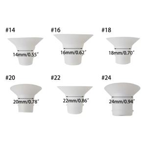 실리콘 인서트 컨버터 14mm 16mm 18mm 20mm 22mm 24mm, 유축기 혼 구경 크기 컬렉션 컵 유축기 액세서리