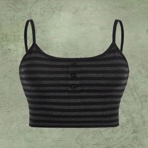 여성용 고스 펑크 스트라이프 단추 캐미 탑, 그런지 하이 스트리트 민소매 스파게티 스트랩 크롭탑 스트리트웨어, Y2K 의류, 여름