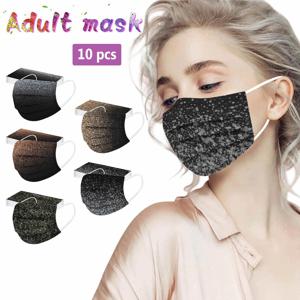 10PCS 성인용 3 층 보호 방진 스팽글 인쇄 야외 방진 얼굴 보호 마스크 일회용 마스크